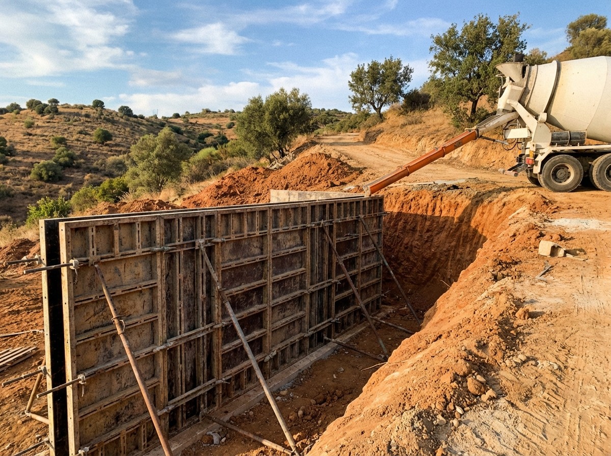 Cofragem muros suporte - Cofragem Algarve